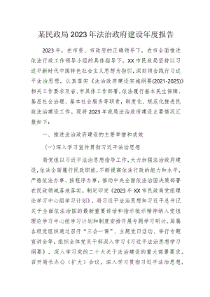 某民政局2023年法治政府建设年度报告.docx