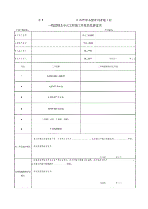 普通混凝土单元工程施工质量验收评定表.docx
