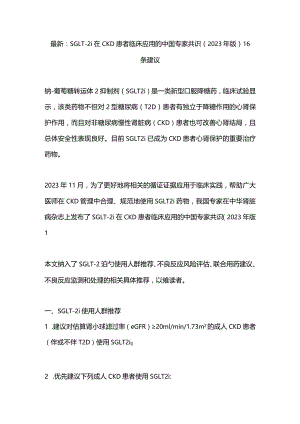 最新：SGLT-2i在CKD患者临床应用的中国专家共识（2023年版）16条建议.docx