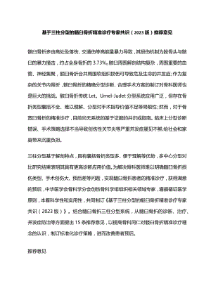 基于三柱分型的髋臼骨折精准诊疗专家共识（2023版）推荐意见.docx