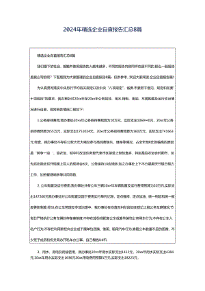 2024年精选企业自查报告汇总8篇.docx