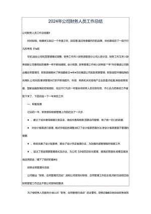 2024年公司财务人员工作总结.docx