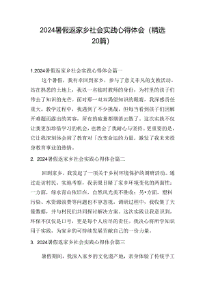 2024暑假返家乡社会实践心得体会（精选20篇）.docx