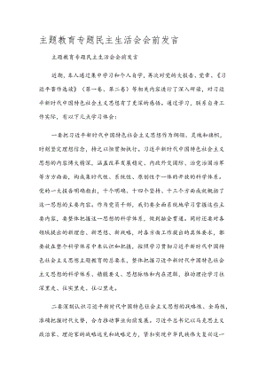 主题教育专题民主生活会会前发言.docx