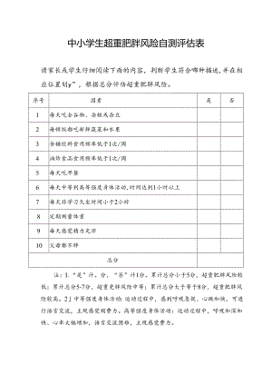 中小学生超重肥胖风险自测评估表.docx