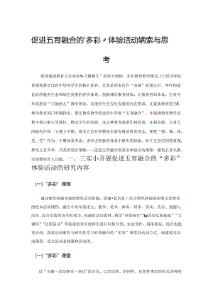 促进五育融合的“多彩”体验活动的探索与思考.docx