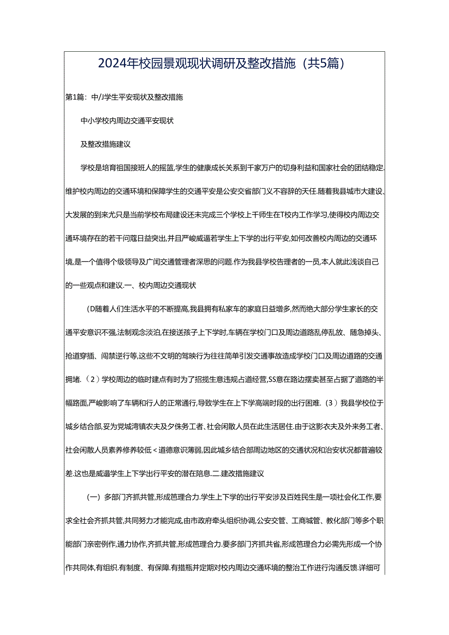 2024年校园景观现状调研及整改措施(共5篇).docx_第1页