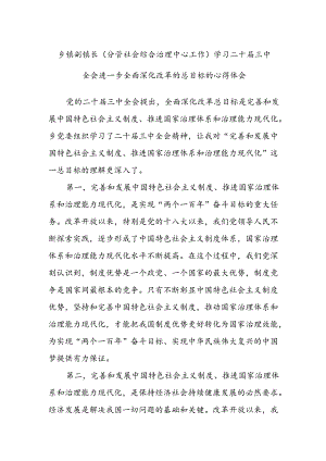 乡镇副镇长(分管社会综合治理中心工作)学习二十届三中全会进一步全面深化改革的总目标的心得体会.docx