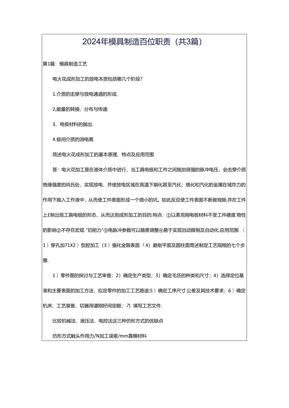 2024年模具制造岗位职责(共3篇).docx_第1页