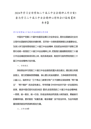 2024年学习宣传贯彻二十届三中全会精神工作方案3套与学习二十届三中全会精神心得体会17篇稿【供参考】.docx