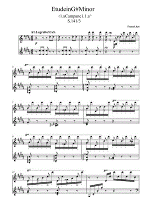 Etude in G# Minor S.141_3 《La Campanella》（《钟》）李斯特 高清钢琴谱五线谱.docx