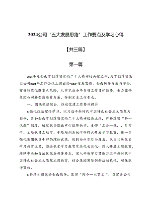 2024公司“五大发展思路”工作要点及学习心得3篇.docx