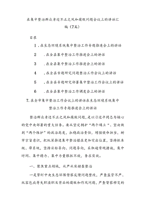 (7篇)在集中整治群众身边不正之风和腐败问题会议上的讲话汇编.docx