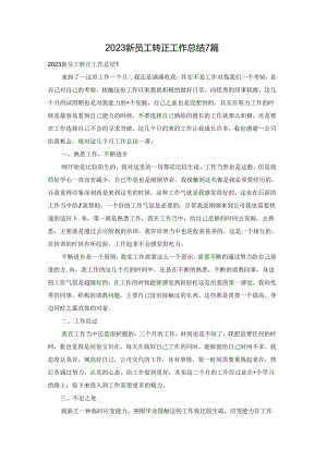 2023新员工转正工作总结7篇.docx