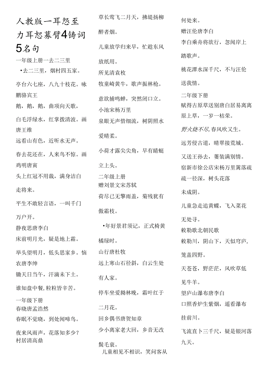 人教版一年级至六年级必背古诗词及名句[1].docx_第1页