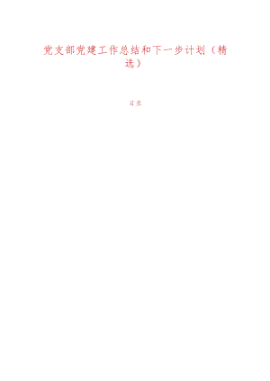 1.党支部党建工作总结和下一步计划（精选）.docx