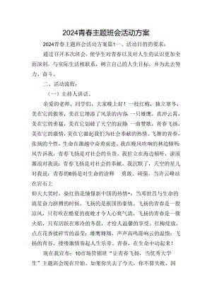 2024青春主题班会活动方案.docx