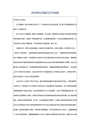 2024年公司实习工作总结.docx