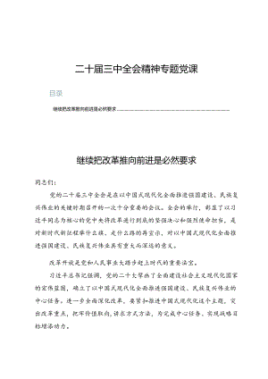 (九篇)二十届三中全会精神专题党课.docx