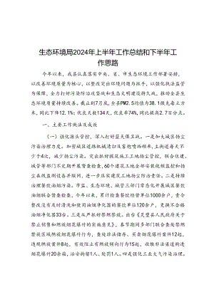 2024年上半年工作总结和下半年工作思路（生态环境局）.docx
