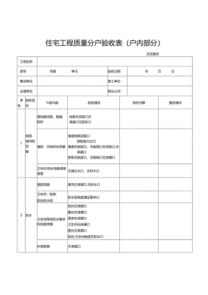 住宅工程质量分户验收表（户内部分）.docx