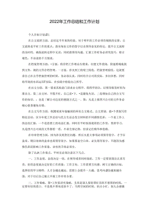 2022年工作总结和工作计划.docx