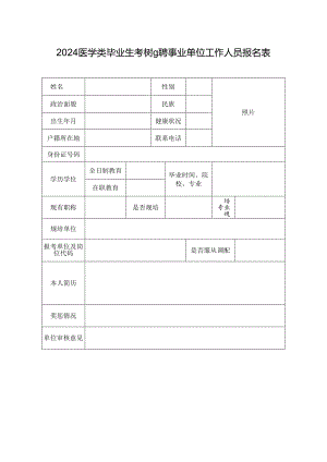 2024医学类毕业生考核招聘事业单位工作人员报名表.docx