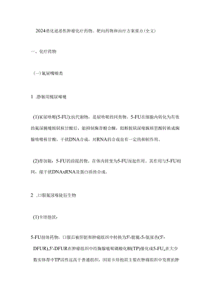 2024消化道恶性肿瘤化疗药物、靶向药物和治疗方案要点（全文）.docx