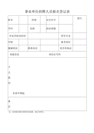 事业单位招聘人员报名登记表.docx