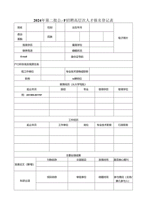 2024年第二批公开招聘高层次人才报名登记表.docx