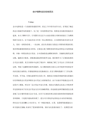会计电算化实训总结.docx