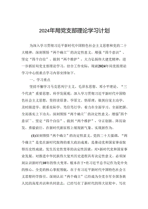 2024年局党支部理论学习计划.docx