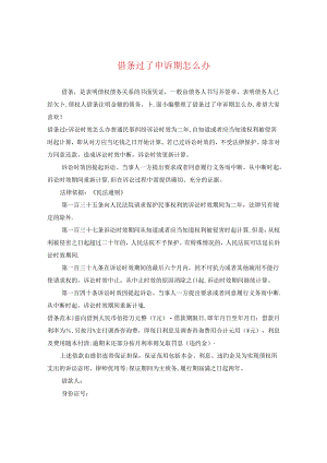借条过了申诉期怎么办.docx