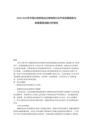2024-2030年中国1E级核电站仪表电缆行业市场发展趋势与前景展望战略分析报告.docx