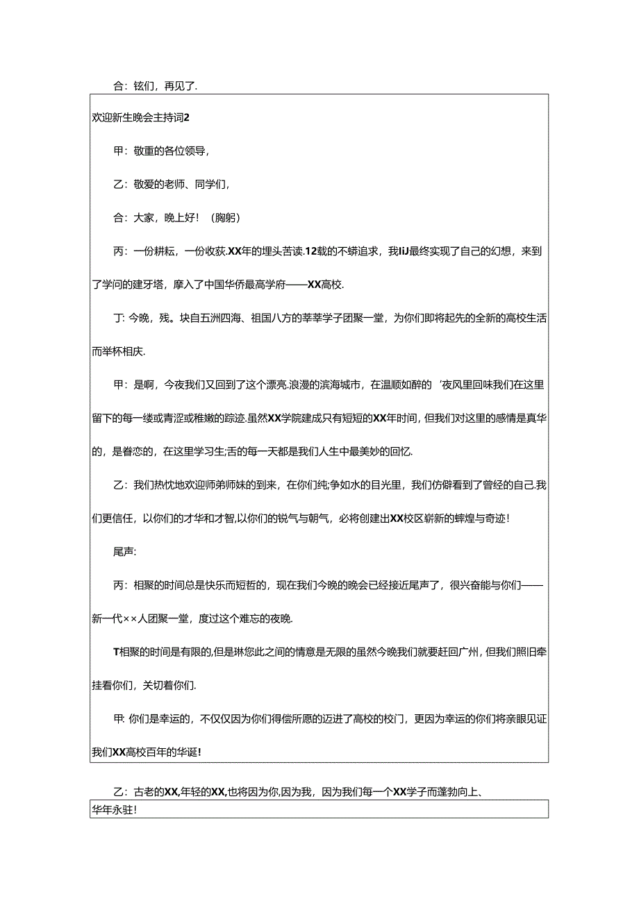 2024年欢迎新生晚会主持词范文（通用12篇）.docx_第3页