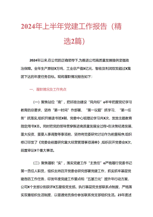 2024年上半年党建工作报告.docx
