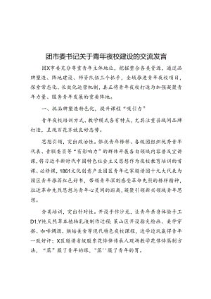 交流发言：青年夜校建设（团市委书记）.docx