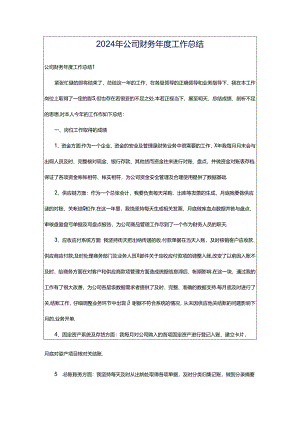2024年公司财务年度工作总结.docx