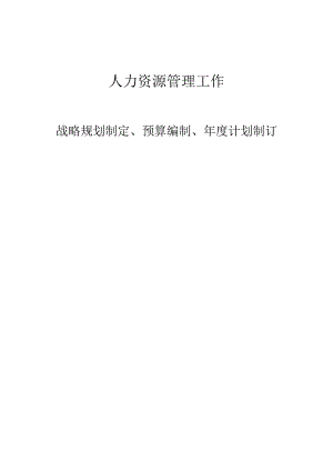 人力资源管理工作战略规划、预算编制、年度计划制订.docx