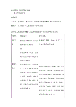 会计初级经济法基础企业所得税和个人所得税主要知识点.docx