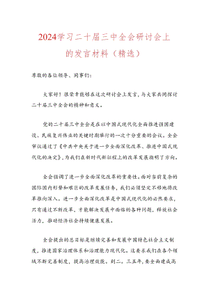 2024学习二十届三中全会研讨会上的发言材料.docx