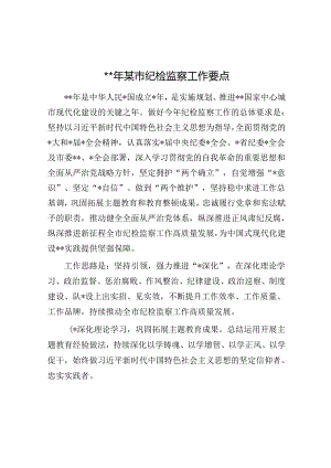2024年某市纪检监察工作要点.docx