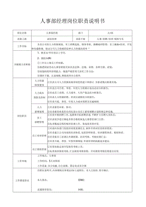 人事部经理岗位职责说明书（标准版）.docx
