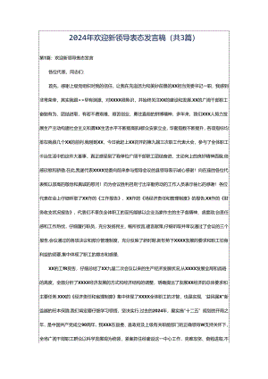 2024年欢迎新领导表态发言稿（共3篇）.docx