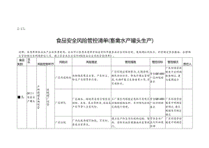 2-17：食品安全风险管控清单（畜禽水产罐头生产）.docx