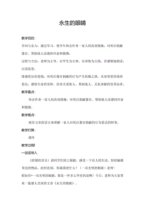 优质课教案《永生的眼睛》doc.docx