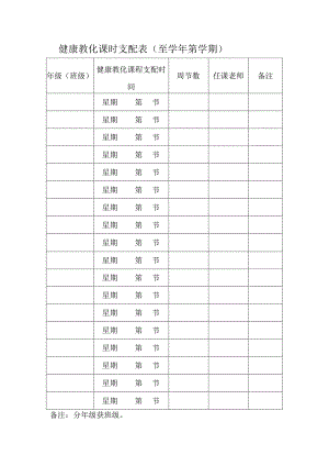 健康教育课时安排表.docx