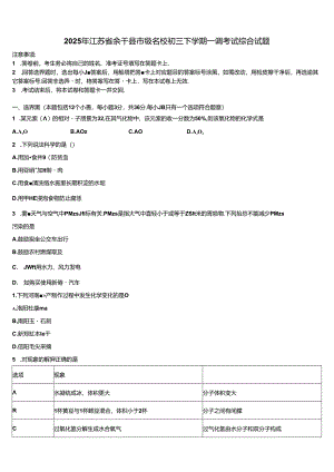 2025年江苏省余干县市级名校初三下学期一调考试综合试题含解析.docx