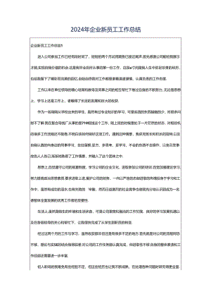 2024年企业新员工工作总结.docx