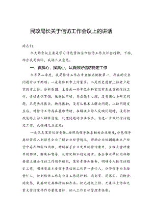 2024年民政局长关于信访工作会议上的讲话.docx